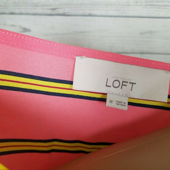 Ann Taylor Loft Sz Medium Sheer Top Striped Blouse - Picture 5 of 10
